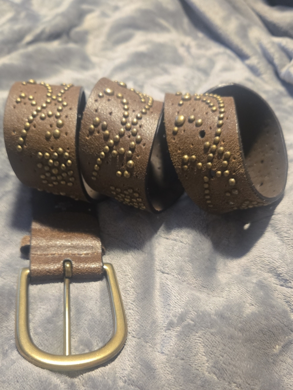 Express-Vintage Leather Studded Belt-Size Medium
